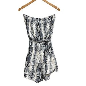 She + Sky Snakeskin Print Strapless Romper Women's Size M Boho Chic Party Summer